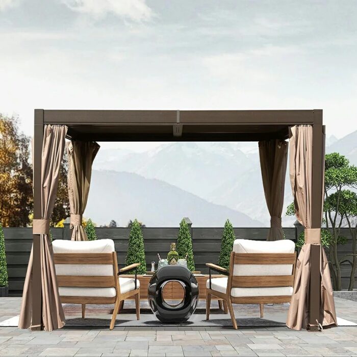 Aluminum Louvered Pergola - Brown