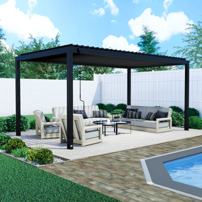 18x10 Sarasota Steel Louvered Pergola