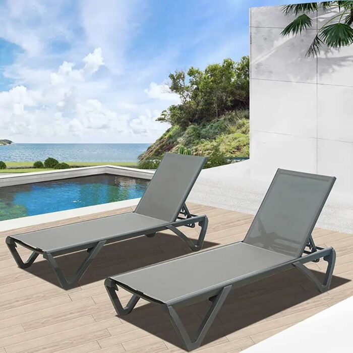 Patio Pool Lounge Chair Set (2 Chairs)