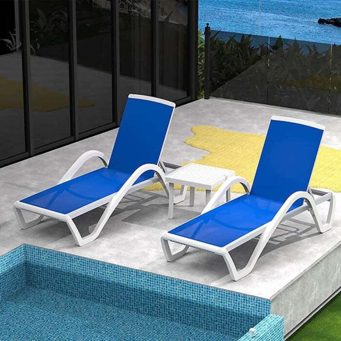 Patio Chaise Lounge Set of 3 with Arm (2 Chairs + 1 Table)