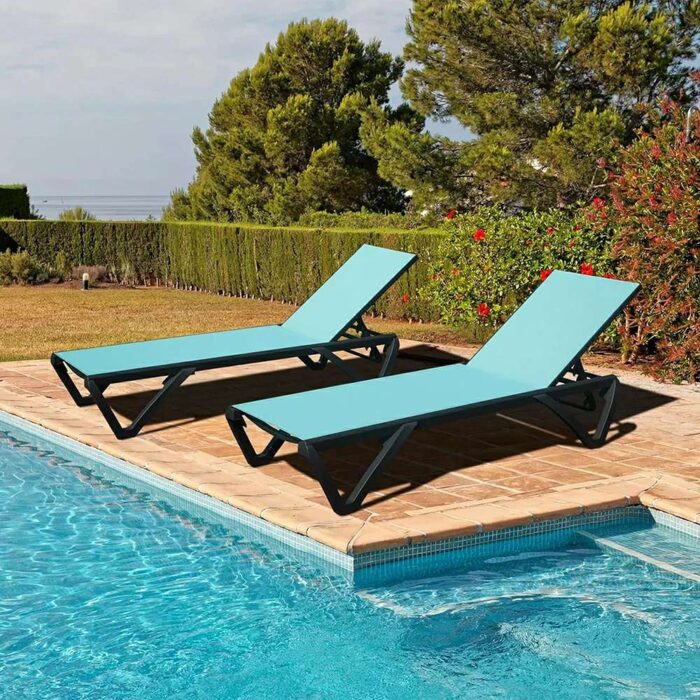 Patio Pool Lounge Chair Set (2 Chairs)